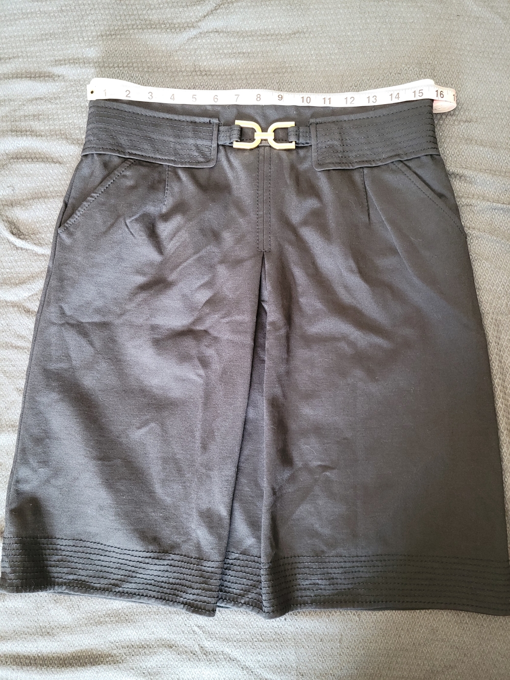 Ann Taylor Black A-Line Skirt with Gold Buckle - Picture 6 of 12